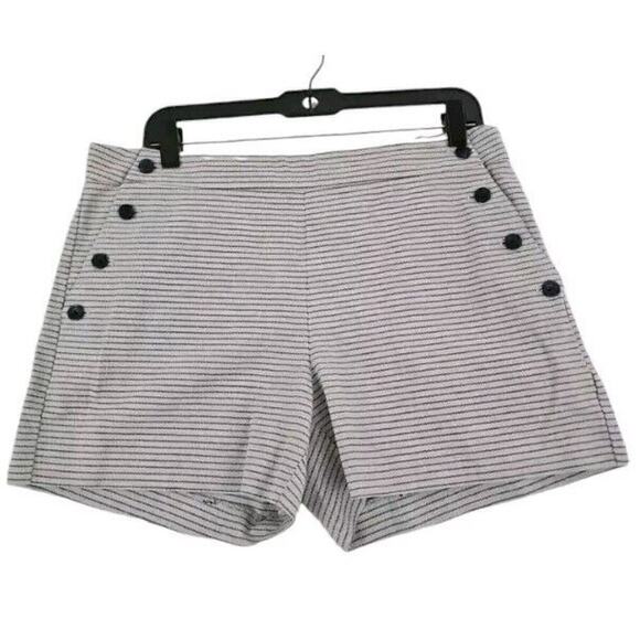 Banana Republic Factory~Woman Sz. 8~Gray/Blue Stripes Button Sides Shorts Cotton - Picture 5 of 9
